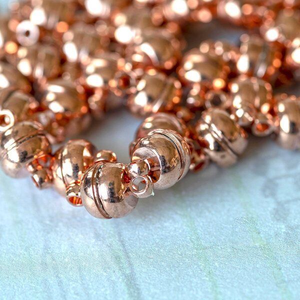 Замочки застежка магнитная "макарон", цвет розовое золото, 12х7 мм