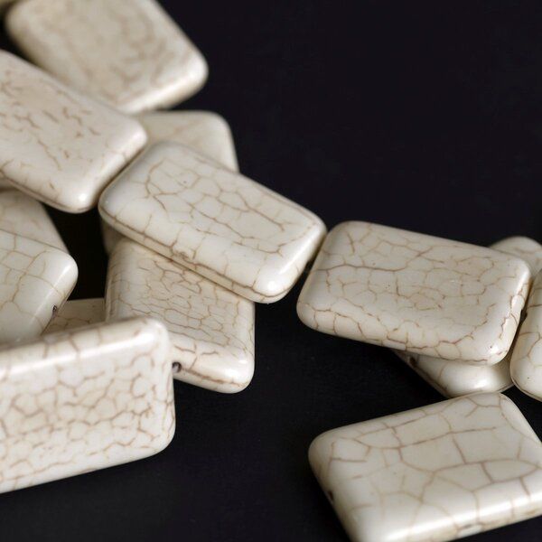 бусина говлит синтетический прямоугольный, цвет айвори, 35x25x7 мм