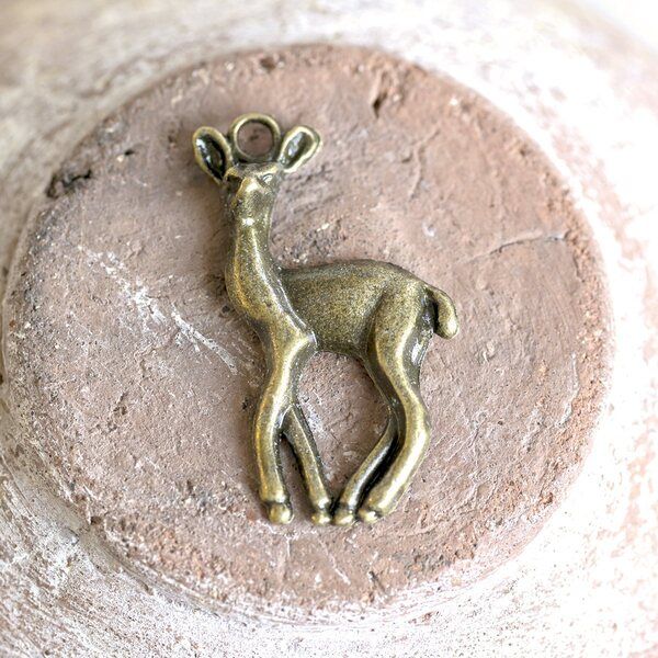 подвеска металлическая "бэмби", цвет античная бронза, 32x16 мм