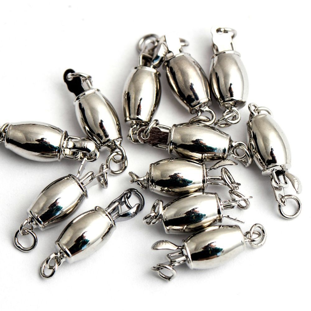 замок для украшений "буллет", цвет платина, 16x6 мм