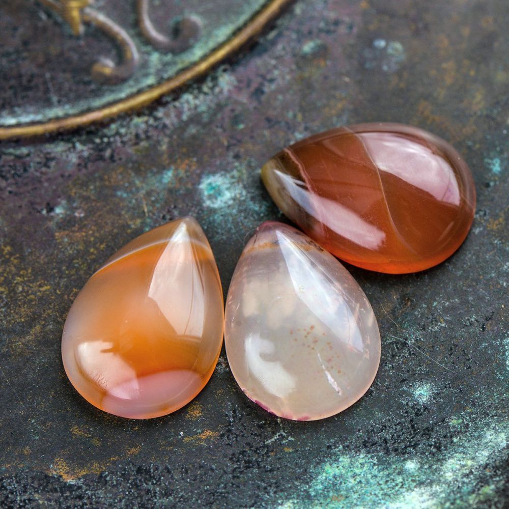 кабошон агат каплевидный, полосатый, цвет коньячный, 25x18x6-7 мм