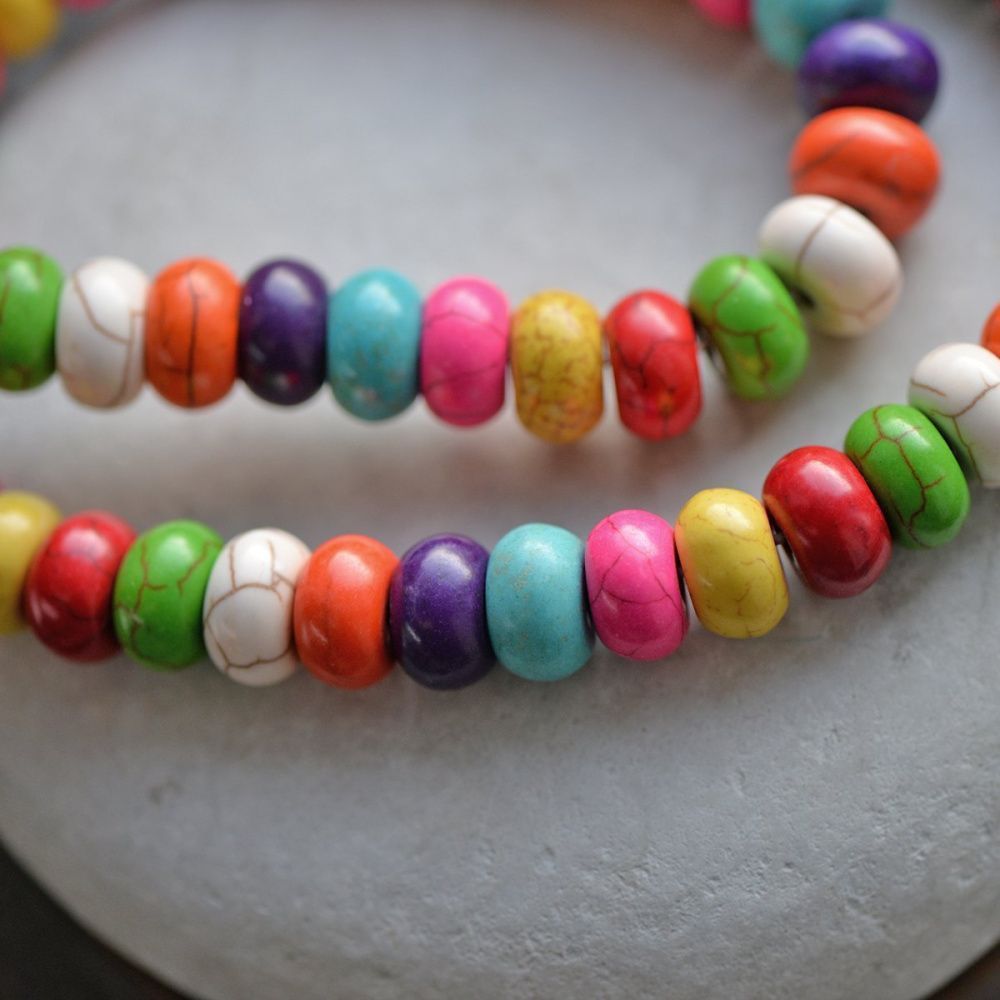 бусина говлит синтетический "хейши", плоская, цветовой микс, 10х6 мм