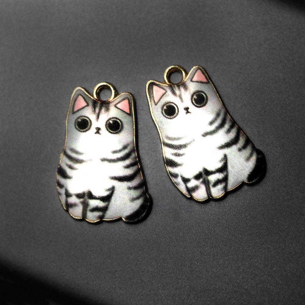 подвеска металлическая "барсик", эмаль, цвет серый, 25x16x3 мм