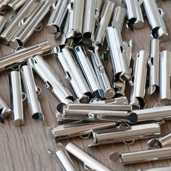 застежка для бисерного полотна, цвет платина, 26х5 мм