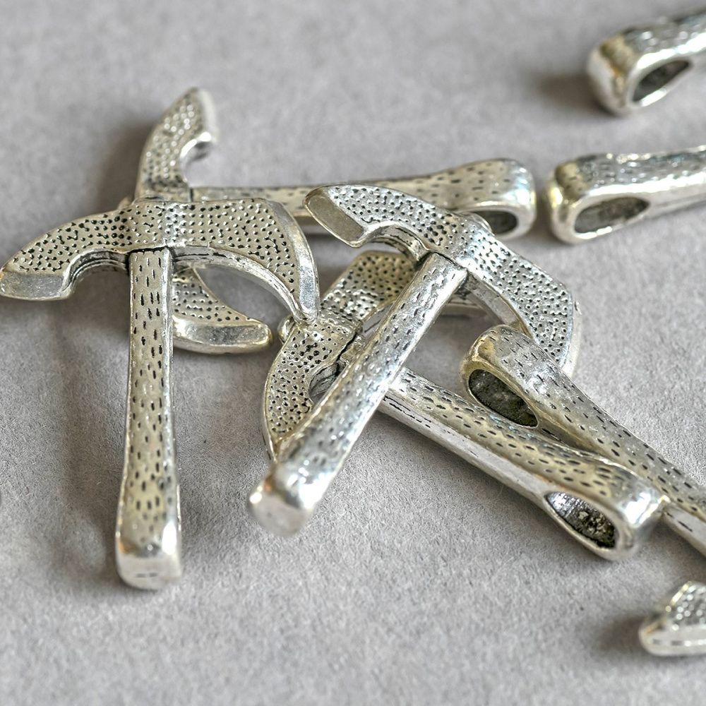 подвеска металлическая "топор", цвет античное серебро, 35x26x7 мм