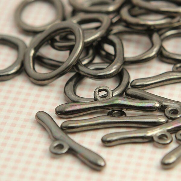 Замочки тоггл "обруч", цвет черный, 16x21 мм