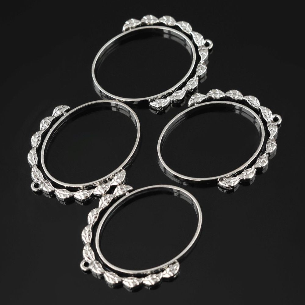 сеттинг-рамка "кокошник", цвет платина, 38x31.5x3.5 мм