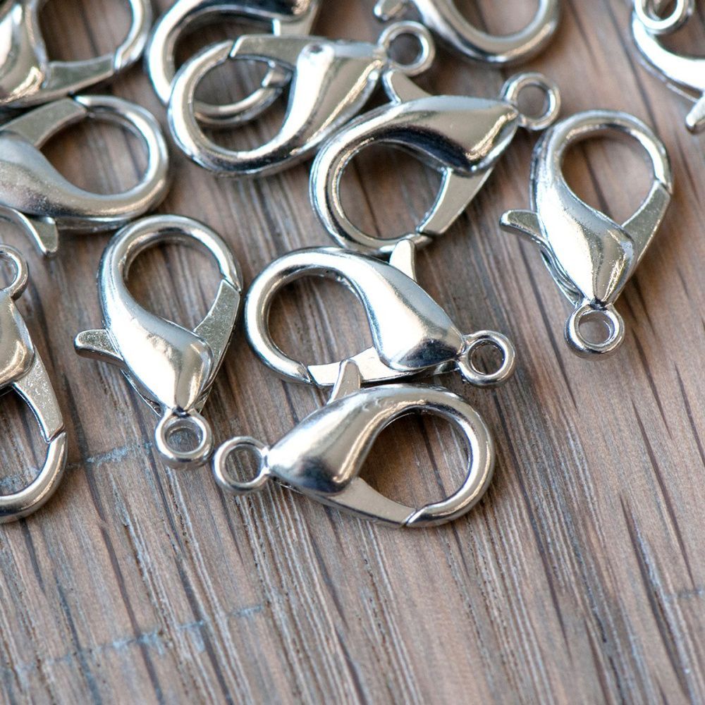Замочки замочек-лобстер, цвет платина, 16х8 мм