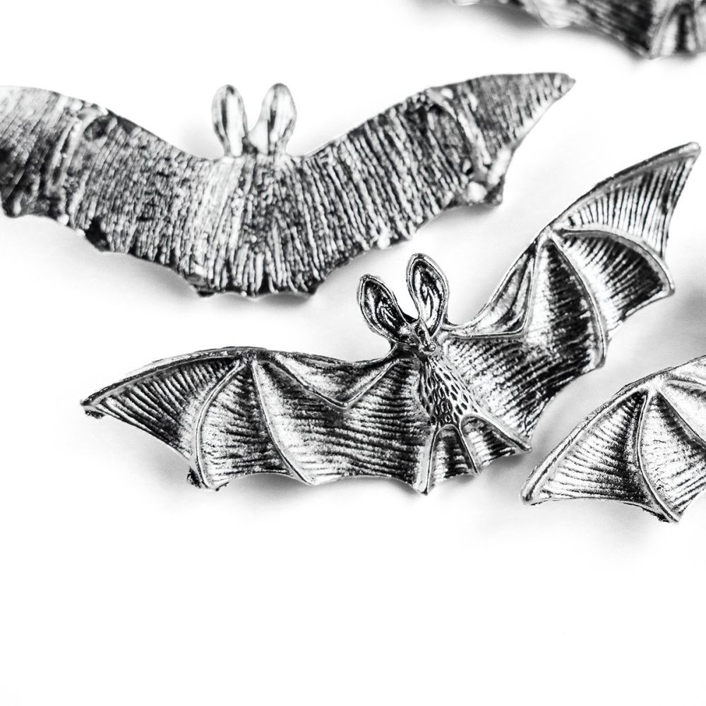 подвеска металлическая "batty", цвет античное серебро, 26x76x7 мм