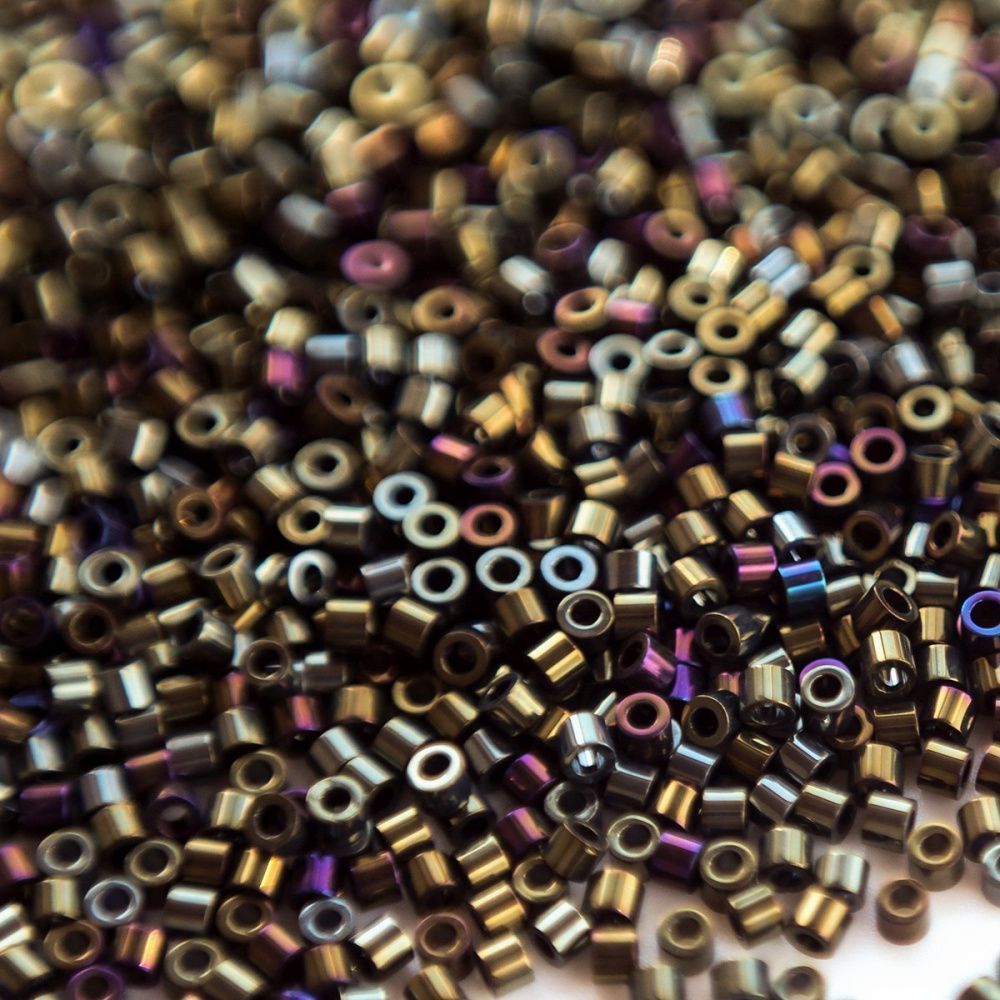 бисер "радуга", цилиндр, цвет ирис графитовый 15/0 (уп 7 г)