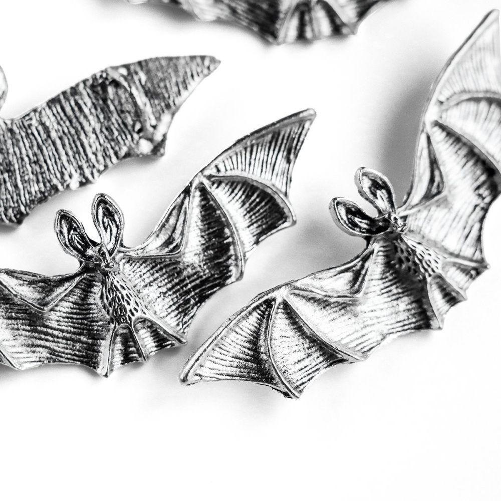 подвеска металлическая "batty", цвет античное серебро, 26x76x7 мм