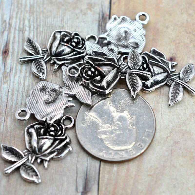 подвеска металлическая "роза", цвет черный, 25.5 мм