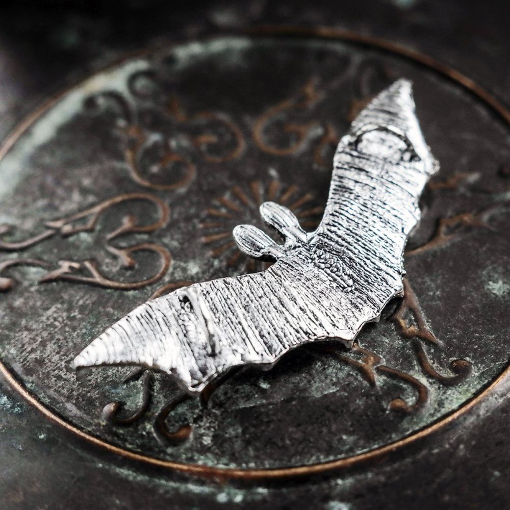 подвеска металлическая "batty", цвет античное серебро, 26x76x7 мм