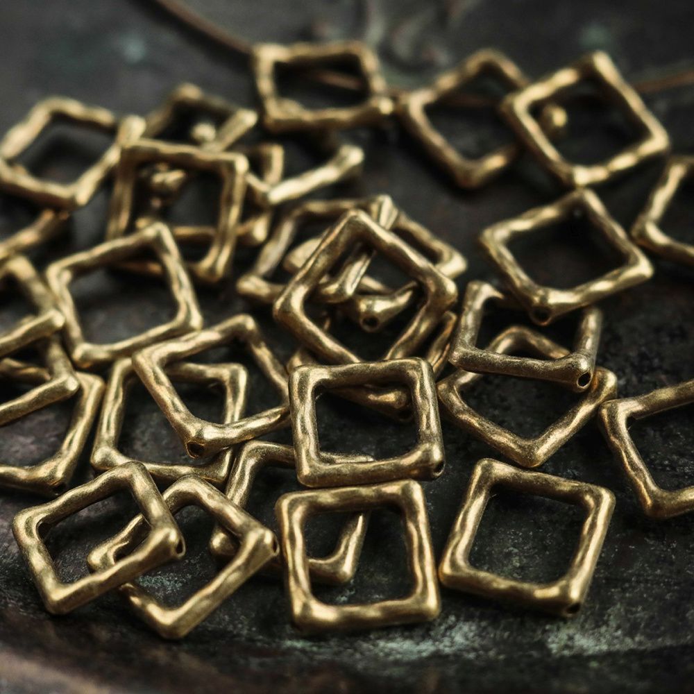 рамка для бусин "тетрагон", цвет античная бронза, 16x16x2 мм