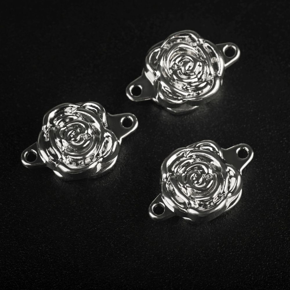 застежка магнитная "роза", покрытие платина, 18x11.5x6 мм