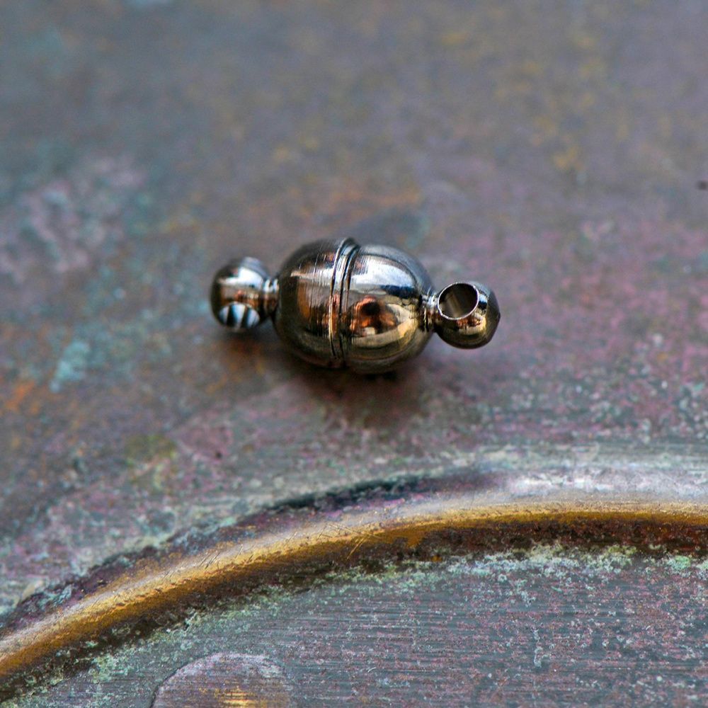 Замочки застежка магнитная "боб", цвет черный, 11x5 мм