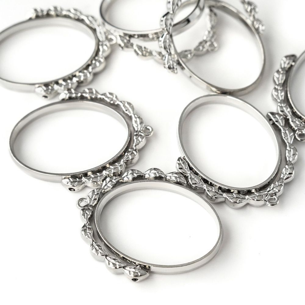 сеттинг-рамка "кокошник", цвет платина, 38x31.5x3.5 мм