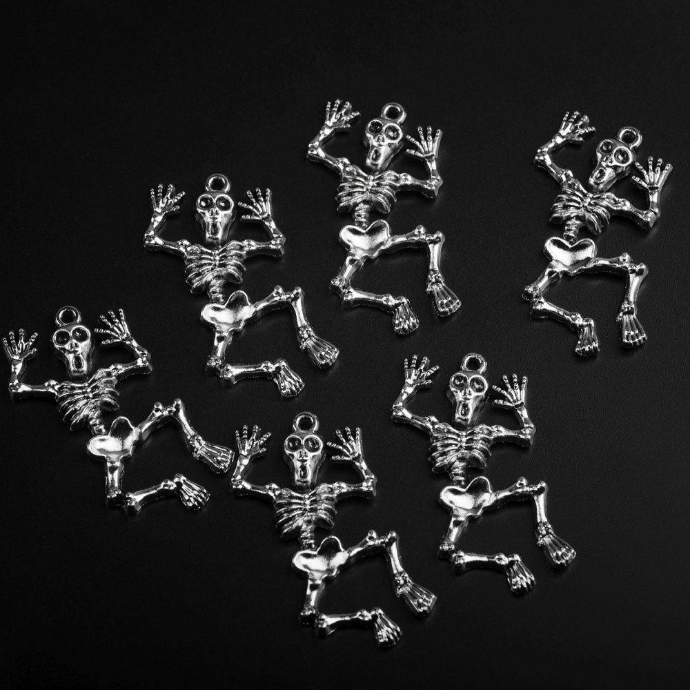 подвеска металл "скелетон", цвет античное серебро, 45x23x4 мм