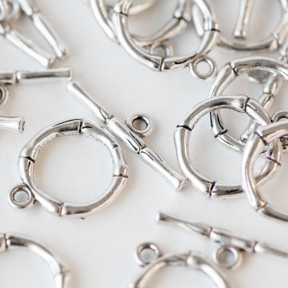 Замочки тоггл "веточка",  цвет античное серебро, 20х17х3 мм