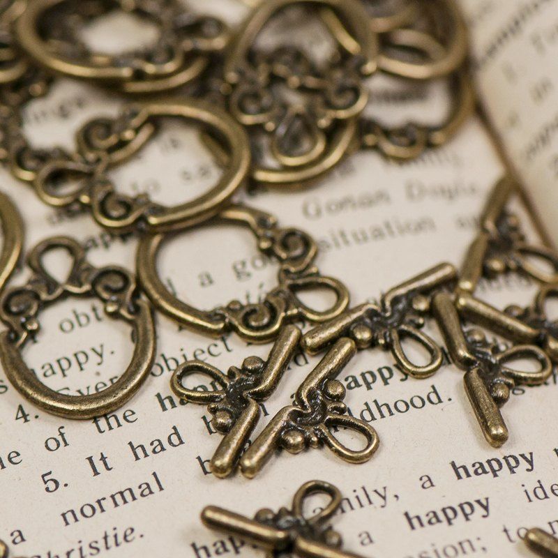 Замочки тоггл "венеция", цвет античная бронза, 20x14 мм