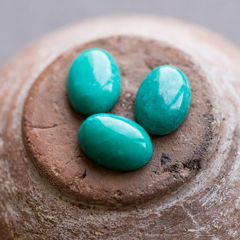 кабошон амазонит синтетич. овальный, цвет бирюзовый, 18x13x6 мм