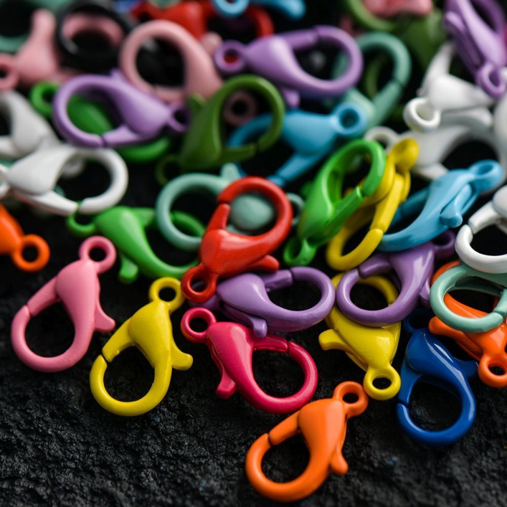 Замочки замочек-лобстер "рейнбоу", цветовой микс, 12.5x8x3 мм