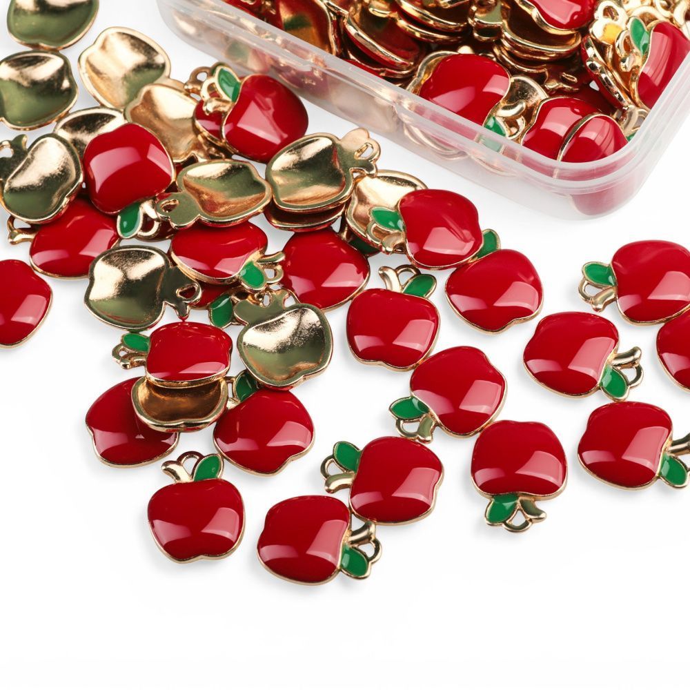 подвеска металл "яблочко", эмаль, цвет красный, 15x12x3 мм