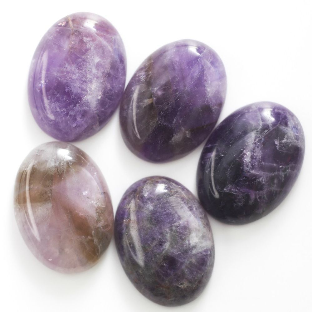 кабошон аметист овальный, цвет фиолетовый, 30x22x6.8 мм