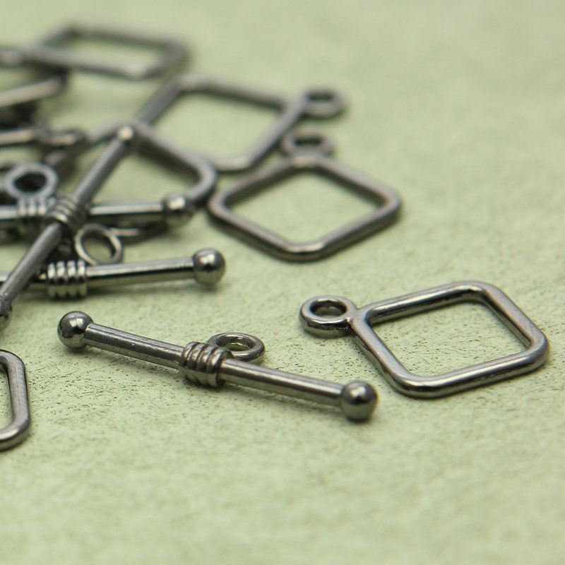 Замочки тоггл "квадрат", цвет черный, 13,5х18 мм