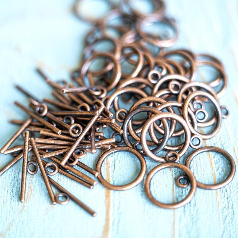 Замочки тоггл "раунд", цвет медь, 15х2 мм