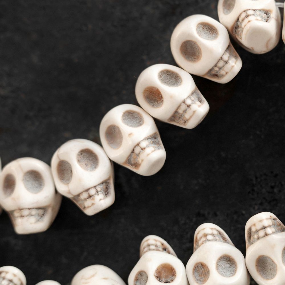 бусина говлит синтетический "череп", цвет бежевый, 13x12x9.5 мм