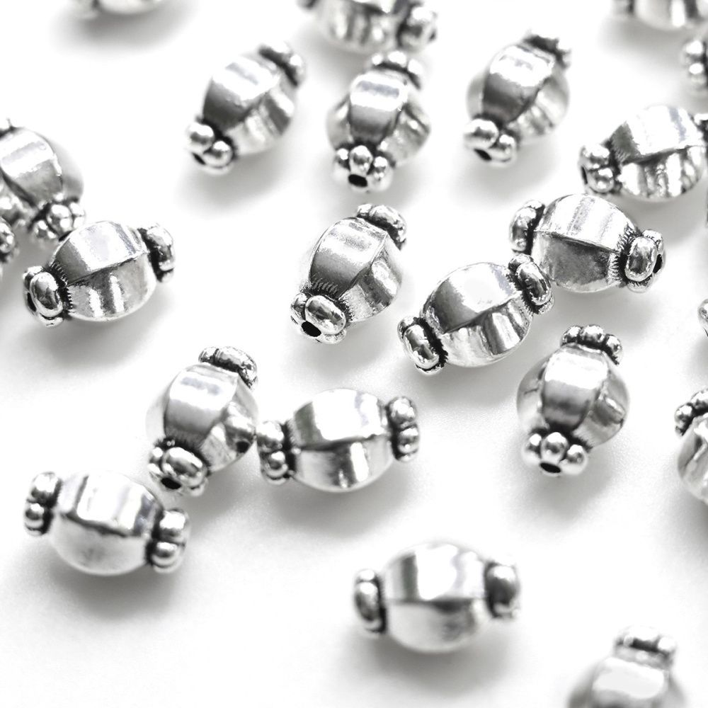 бусина, металл "бонбон", цвет античное серебро, 10х7 мм