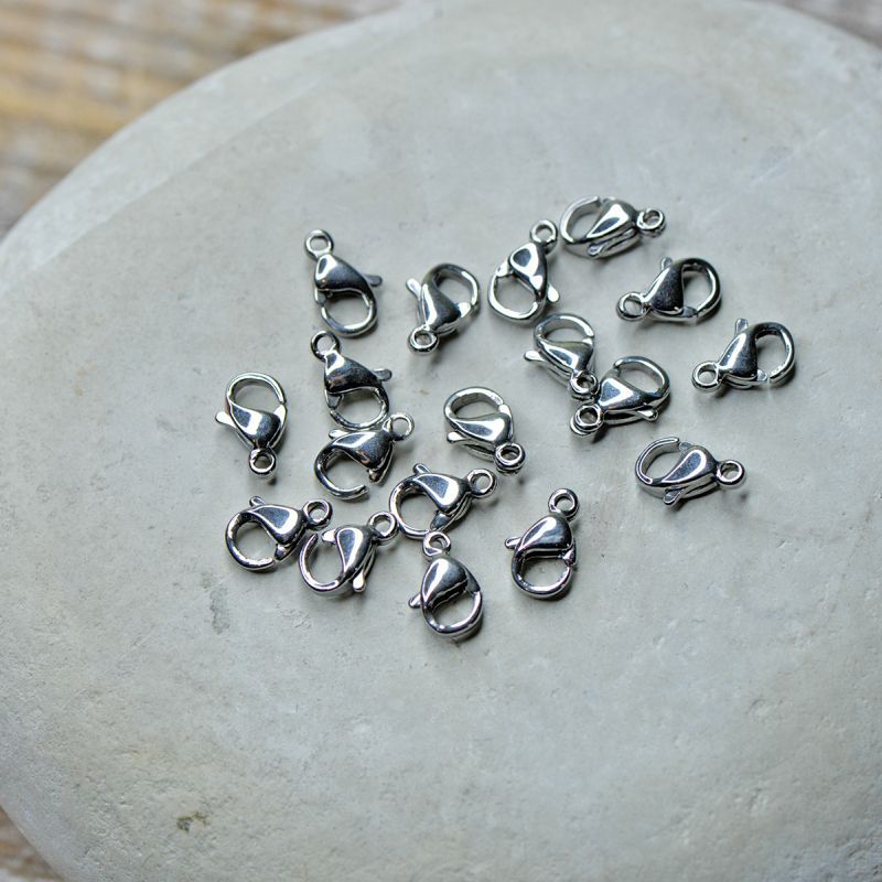 замочек-лобстер, цвет стальной, 9x6x3 мм