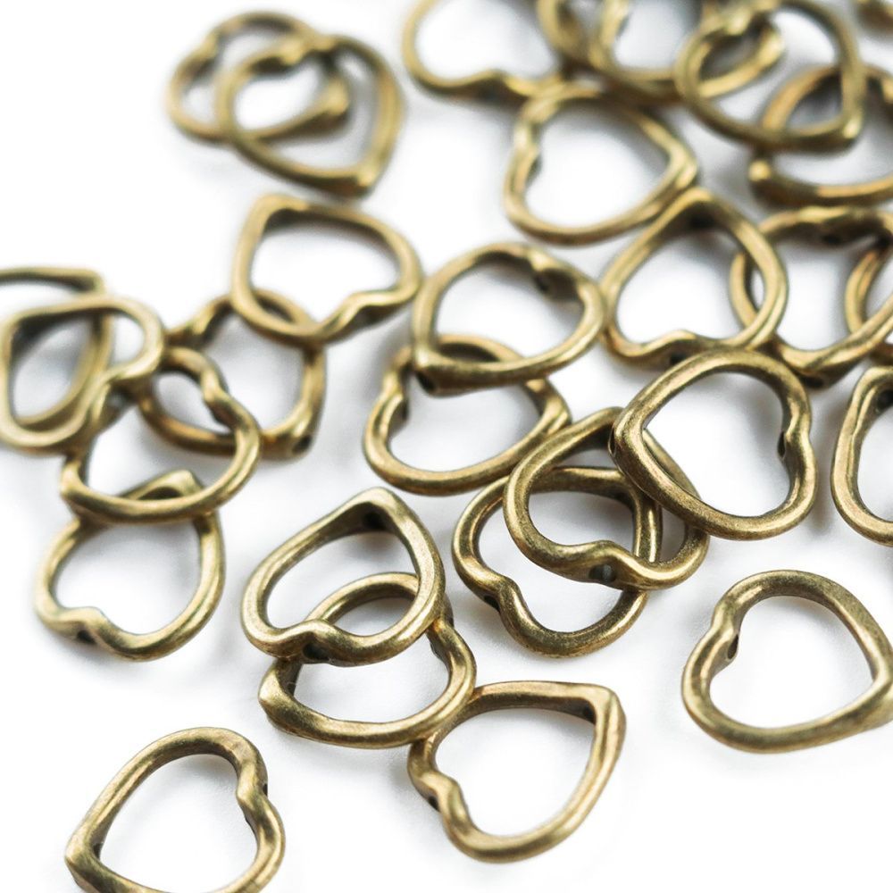 рамка для бусин "сердце", цвет античная бронза, 13.5x1 мм