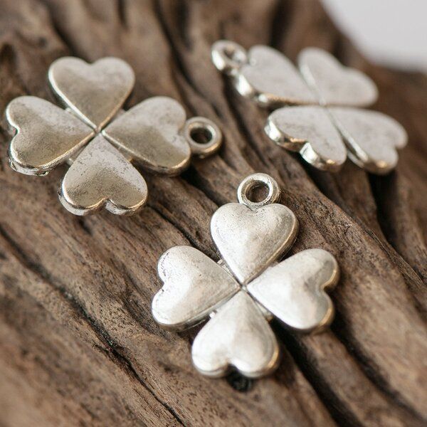 подвеска металлическая "клевер", цвет античное серебро, 21х17.5 мм