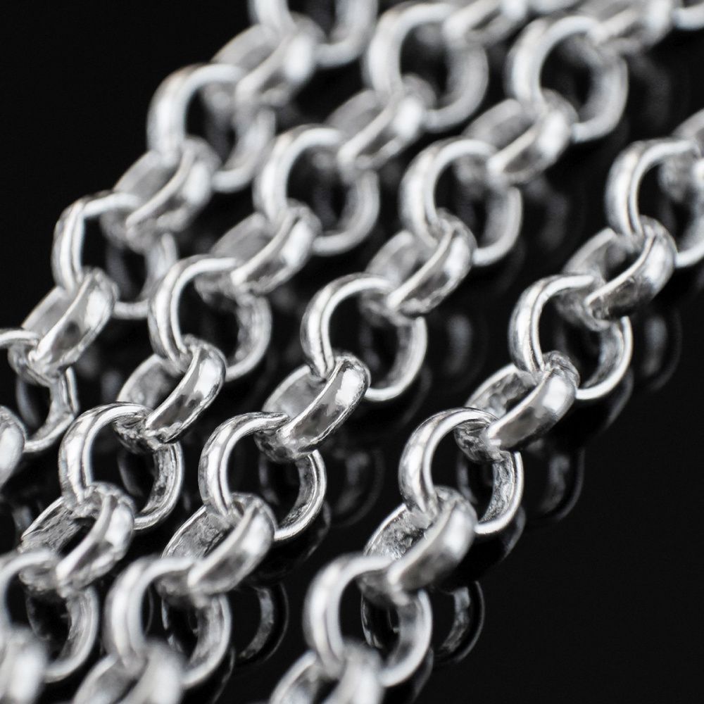 цепочка "раунд", латунь, цвет серебро, звено 4х1.2 мм