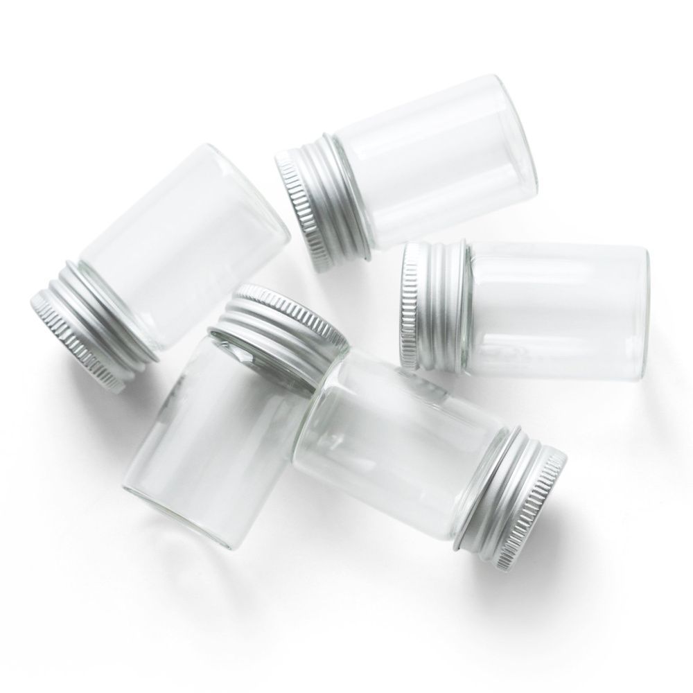 бутылочка с алюминиевой крышкой, прозрачная, 50x30 мм