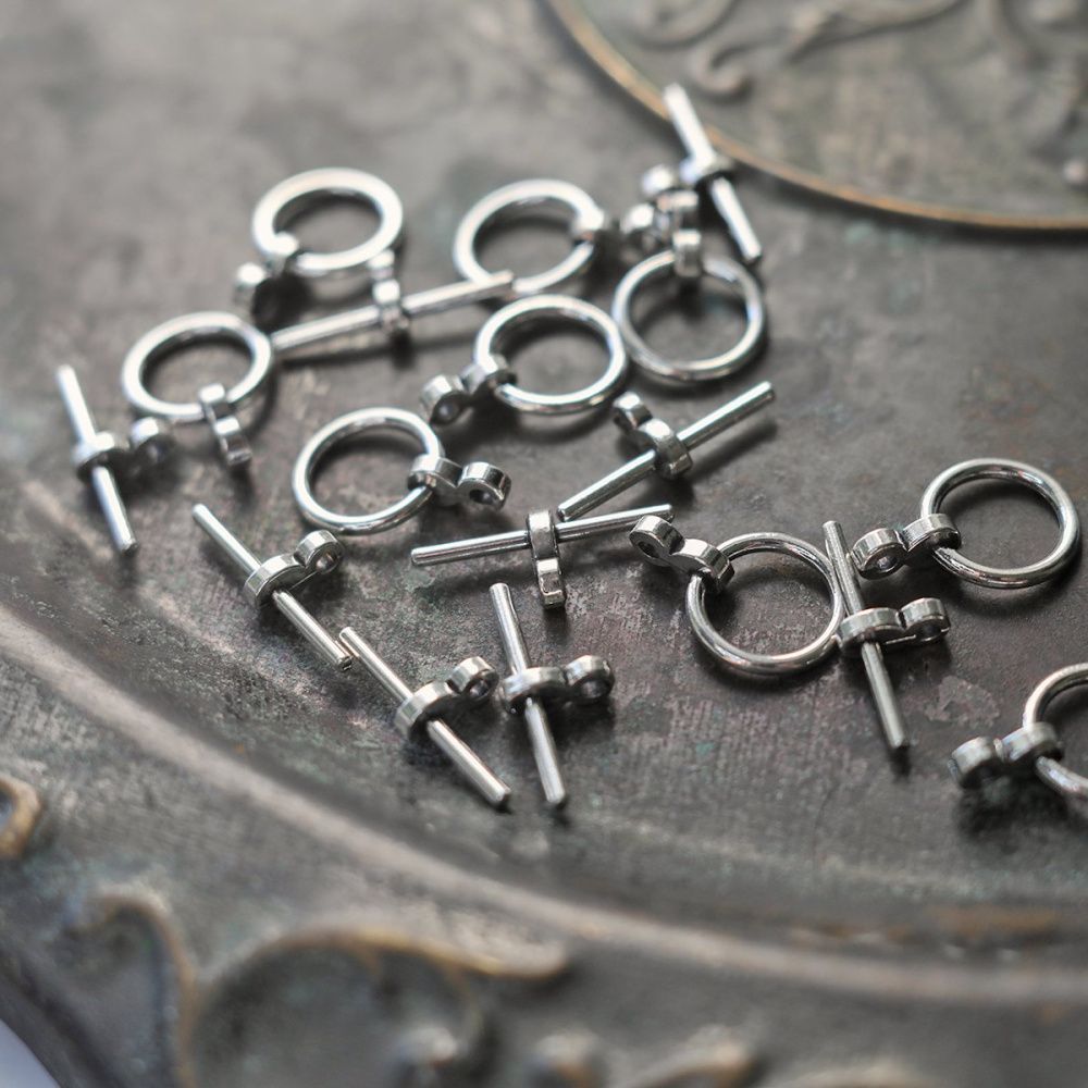 Замочки тоггл "торро", цвет античное серебро, 19x12x3 мм