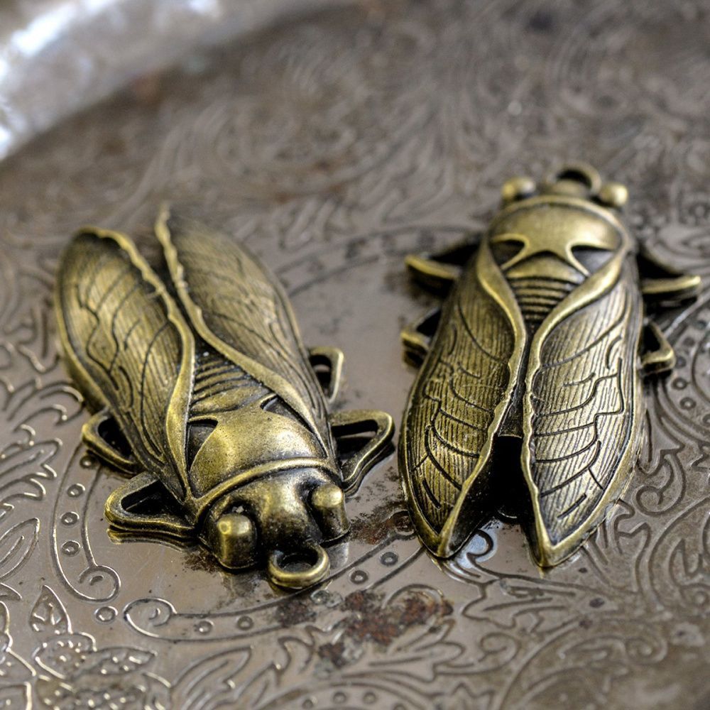 подвеска металлическая "цикада", цвет античная бронза, 61x33 мм