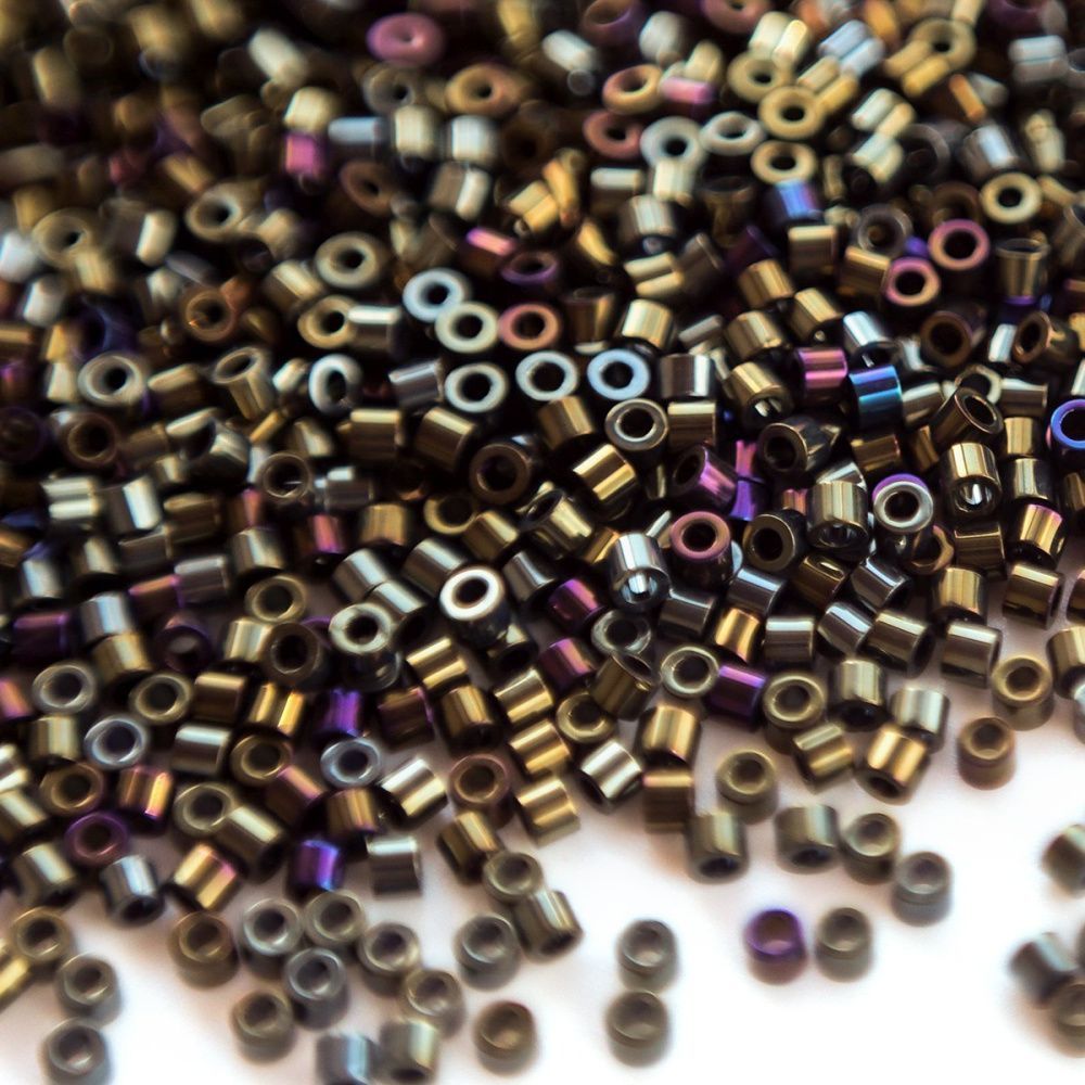 бисер "радуга", цилиндр, цвет ирис графитовый 15/0 (уп 7 г)