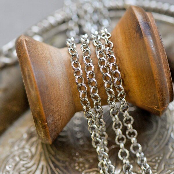 цепочка "раунд", цвет платина, звено 4х1 мм