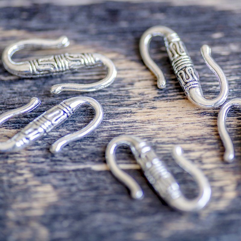 Замочки застежка "тибет", цвет античное серебро, 22x6.5 мм