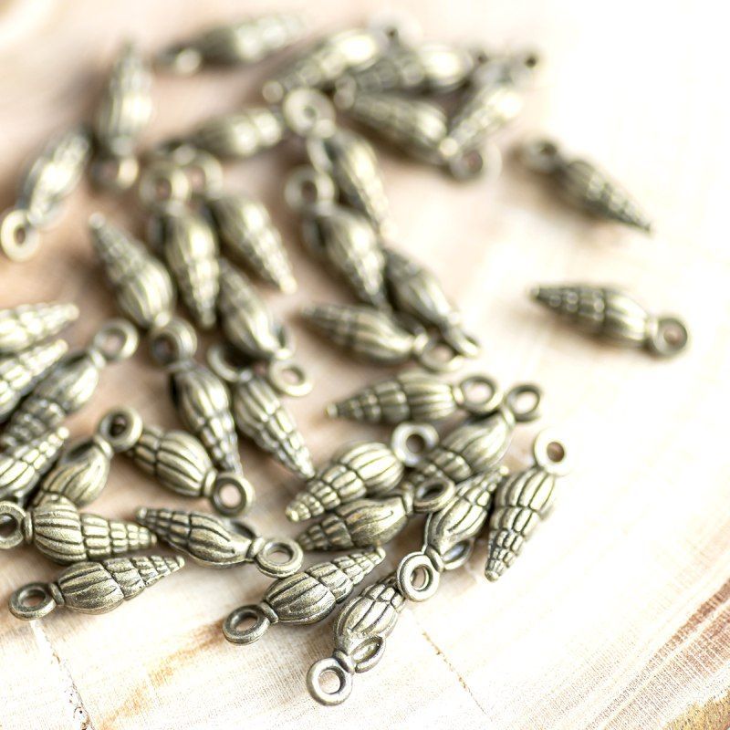 подвеска металлическая "ракушка", цвет античная бронза, 14x5x4 мм