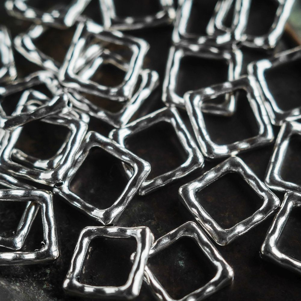 рамка для бусин "тетрагон", цвет античное серебро, 16x16x2 мм