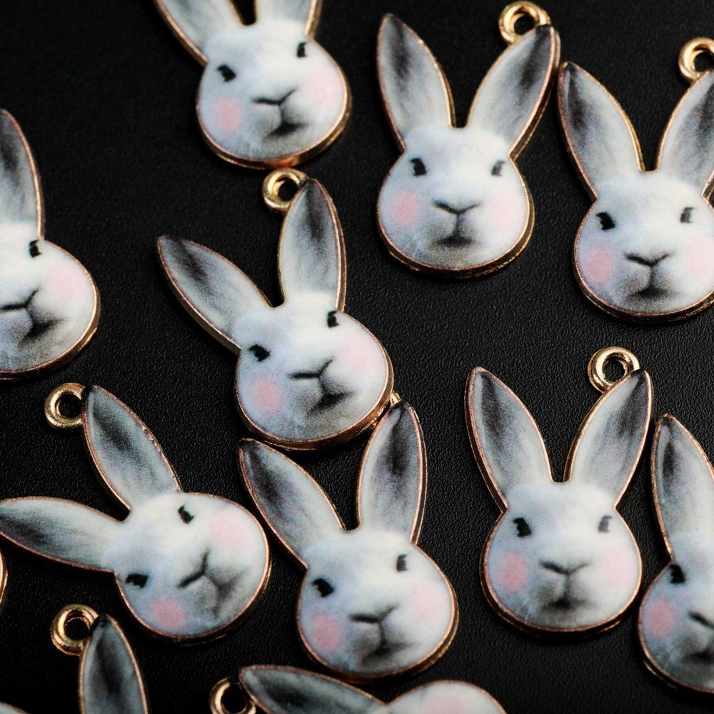 подвеска металл "кролик", эмаль, цвет серый, 19x12x2 мм