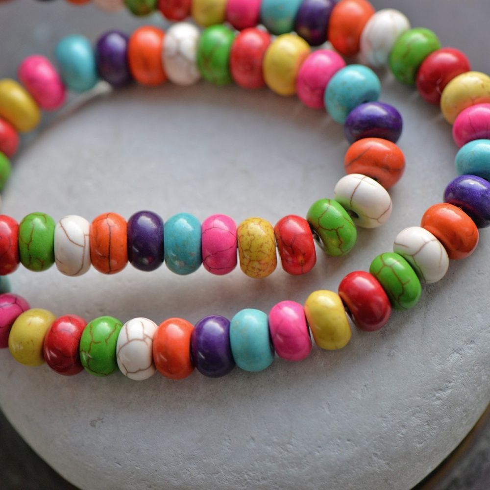 бусина говлит синтетический "хейши", плоская, цветовой микс, 10х6 мм