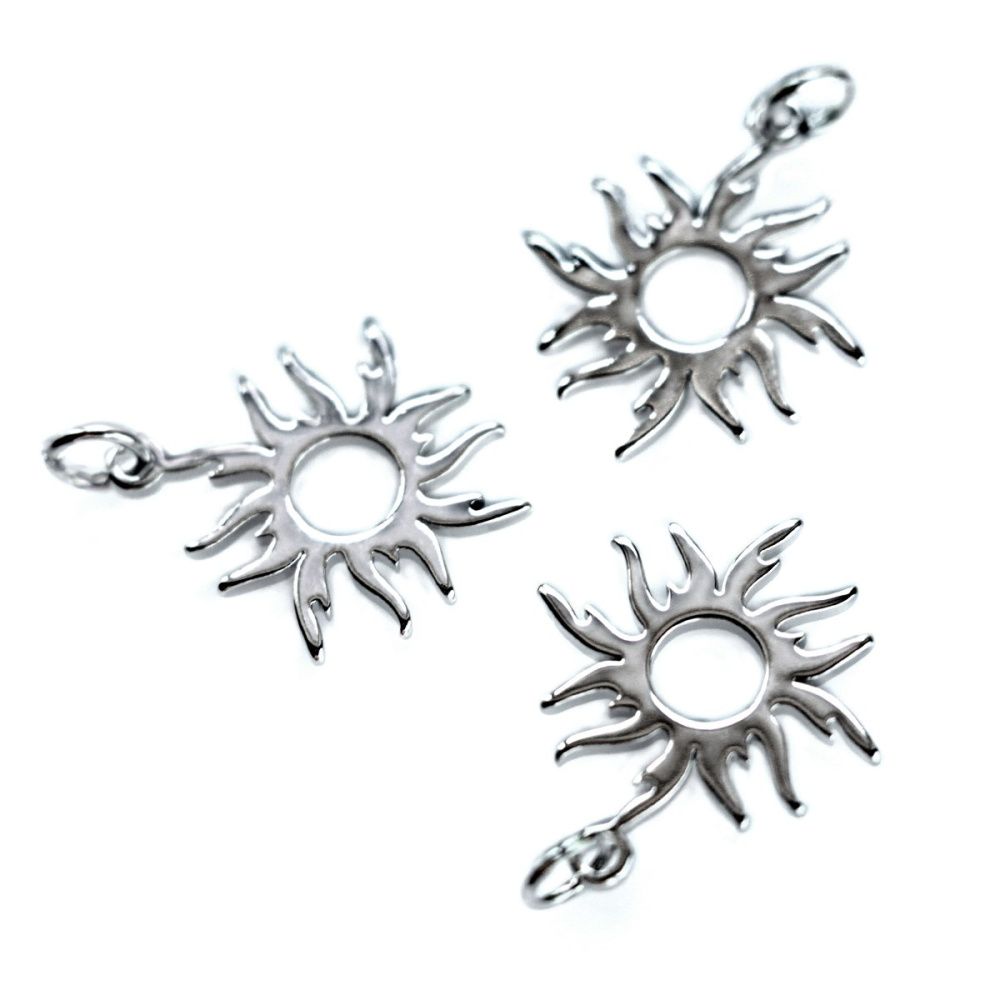 подвеска металл "солнце", цвет платина, 21x18x1 мм