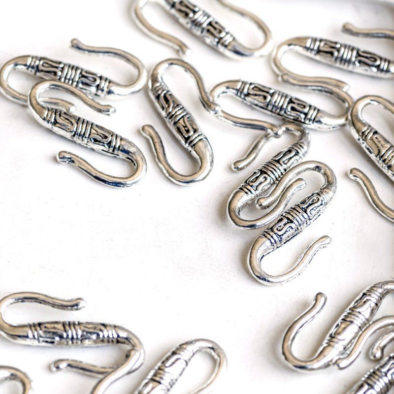 Замочки застежка "тибет", цвет античное серебро, 22x6.5 мм