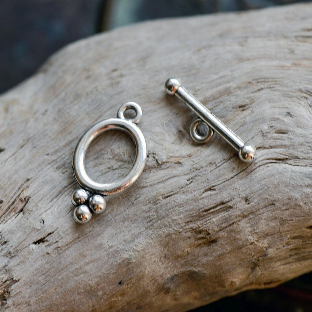 Замочки тоггл "буль", цвет античное серебро, 22x11.5 мм