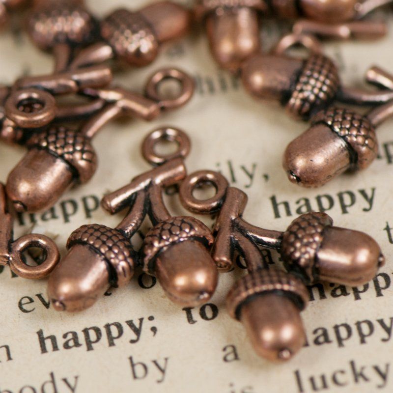 подвеска металлическая "желуди", цвет красная медь, 15x11x5 мм